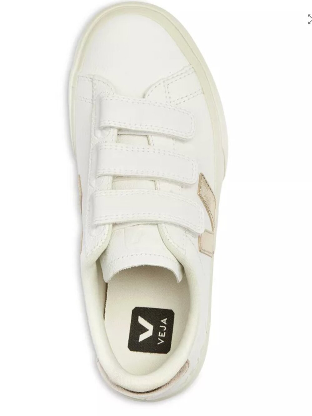 Veja White and Cream V-10 Velcro Sneakers - Picture 2 of 7
